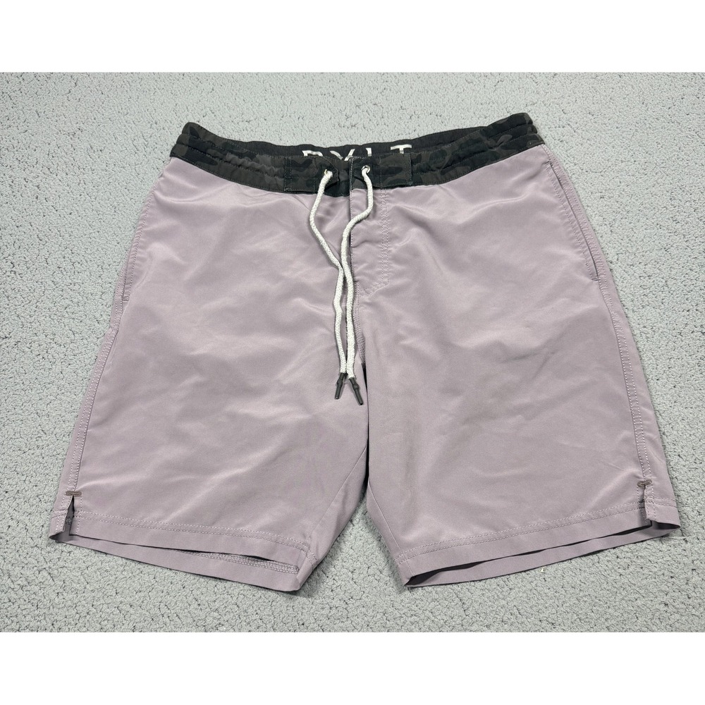 BYLT Board Shorts Mens L Purple Solid Swim‎ Trunks Drawstring Pockets Quick Dry